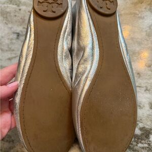 Tory Burch Metallic Silver Flats